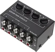 Vaguelly 4 Channel Mini Audio Mixer Passive Portable Stereo Line Independent Level Controls Perfect for Live Phone Console
