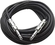 Seismic Audio - SATRX-25Black - 25 Foot Black 1/4" TRS Patch Cable - Balanced Cord - Effects