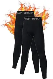 [Gavena] 2 Pack Men Compression Leggings Thermal Bottoms Football Skin Base Layers Tights Warm Winter Long John for Adult