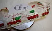 Offray Wired 2.5" Wide Christmas Ribbon with Truck and Campe - Roadway- 25 yard