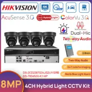 Hikvision 4CH Security CCTV System 4K Hybrid Light Red&Blue Light ColorVu Camera