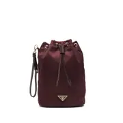 [Prada] Prada Drawstring Leather-trimmed Bucket Bag ONE SIZE RED