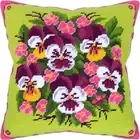 DIY Needlepoint/Tapestry Pillow Kit "Bouquet of Violas" 16x16 in / 40x40 cm