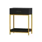 Bedside Table Drawers Side Table Shelf Bedroom Furniture Nightstand Black