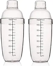 Plastic Shaker Cocktail 700cc / 24 oz Drink Mixer with Marks Clear Milk Tea Wine Shaker Bar Mixing Tool (24oz *2)