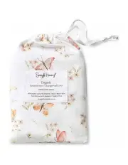 [Snuggle Hunny] Butterfly Organic Bassinet Sheet /Change Pad Cover in White