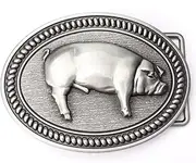 [CL&J BB] Hog Pig Belt Buckle Western Cowboy Cowgirl Native American Motorcyclist (HOG2), Brown
