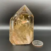 Citrine Crystal Tower Natural Quartz Hematite Inclusions Rainbows Brazil, 310g