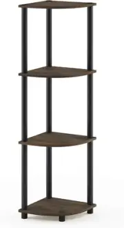 Turn-N-Tube 4-Tier Corner Display Rack Multipurpose Shelving Unit, Columbia Waln