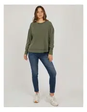 [Foxwood] Washed Simplified Crew Jumper in Khaki