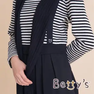 【betty’s 貝蒂思】假兩件吊帶條紋洋裝(黑色)