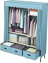 Portable Wardrobe Rack,Portable Wardrobe Shelves,Clothes Closet Storage Organizer with Hanging Rail,Shelves,Foldable Closet,Fabric Wardrobe for Bedroom,Blue-125x45x168cm