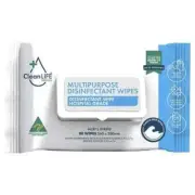 CleanLIFE Plastic-Free Multipurpose Disinfectant And Detergent Wipes - 80 Pack