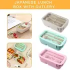 Bento Boxes Bento Box Japanese Lunch Box 3-in-1 Compartment US Wheat Straw U5H4