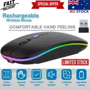 2pcs Rechargeable Slim Wireless Mouse Bluetooth 5.2+ 2.4G Cordless For Laptop PC