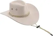 [Holibanna] Men's Women's Unisex Western Cowboy Hats Large Brim Beige Sun Hat with Comfortable Breathable Material for Outdoor Sports