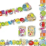 CHNBCG 65.6ft Bulletin Board Border Decorations - 2 Rolls Colorful Cartoon Pencil Apple School Bus Trim, Reusable Classroom Edging for Back to School Decor, Teacher & Homeschool Supplies