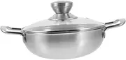 Happyyami Cooking Wok Set Portable Outdoor Pot Stainless Steel Hotpot Cooker Double Handle Easy to Clean Kitchen Accessory