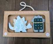Dinosaur Puzzle And Phone Teether Silicone Set New Baby 3+ Months Gift Idea