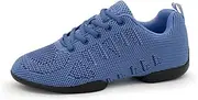 [Anna Kern] Suny Women's Dance Trainers 185 Bold - Knit Capri Blue - Normal Width - 1 cm Sneaker Heel - Split PU Sole, Capri Blue, 11 AU