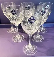 Edinburgh Crystal TAY Set of 6 Long Stem Tall Wine Glasses Gift Boxed Set
