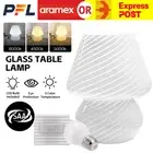Mushroom Lamp Glass Table Bedside Lamps Striped Night Light Home Decor White