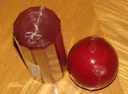 Vintage 80s Christmas Cranberry Candle Lot 6" Pillar 3" Ball New in shrink-wrap