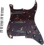 Musiclily Basic Pre-wired Loaded ST-SSS Pickguard with Ceramic Mini Rail Humbucker for Strat Style Electric Guitar, 4Ply Tortoise Shell
