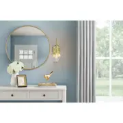 Clear Globe-Shaped Dimmable 1-Light Brushed Brass Wall Sconce Lamp