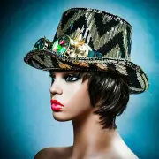 Steampunk ZigZag Sequin Top Hat w/ Kaleidoscope 3D Goggles For New Years Party
