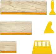 6 PCS 6 Sizes Screen Printing Squeegee,3 Sizes 75 Durometer Wooden Ink Scraper for Screen Printing Fabric (3.93, 9.84, 13.77 inch),3 Sizes Plastic Ink Scraper (3.74, 3.93, 4.92 inch)