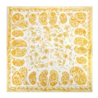 在飛比找momo購物網優惠-【LANVIN 浪凡】手繪風格花鳥森林方型絲巾(黃色/白色)
