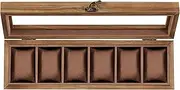 SONGMICS Watch Box with 6 Slots, Watch Case, Solid Wood Watch Box Organiser with Glass Lid, Watch Display Box with Removable Pillows, Gift Idea, Rustic Walnut JOW006K01