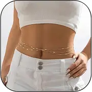 [KOFISNI] Belly Waist Chain for Women Dainty Layered Gold Silver Body Chains Boho Simple Belly Chain Adjustable Summer Beach Sexy Bikini Body Jewelry