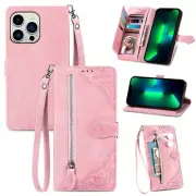 For iPhone 16 15 14 13 Pro Max 12 11 XS XR 8 Leather Zip Wallet Flip Case Cover