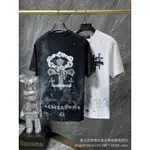 潮牌 CHROME HEARTS 23SS 剋羅伈星空噴墨拚皮短袖T恤短T T恤 潮牌 輕奢 潮流穿搭 上衣 情侶款 更