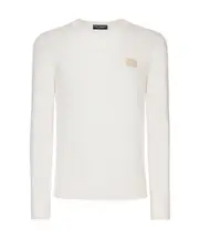 Dolce Gabbana Branded Tag Crewneck Jumper IT52,IT48 white