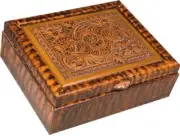 Box AMERICAN WEST Lodge Hinged Lid Chestnut Resin Hand-Painted Hand-Cast