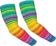 [FHEDVBN] Rainbow Colored Striped Arm Sleeves Compression Arm Covers for Men Women Outdoor Sun Sleeves Cooling Sports Sleeve, Black
