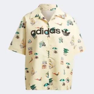 【adidas 愛迪達】上衣 女款 短袖上衣 襯衫 運動 亞規 SS AOP SHIRT 黃 IC3072