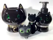 4 Bath & Body Works Black Cat Candle Holder Soap Dispenser Nightlight Plug Set