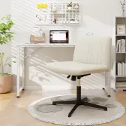 CostwayCriss Cross Legged Chair No Wheels with Wide Padded Seat and Adjustable Height-Beige