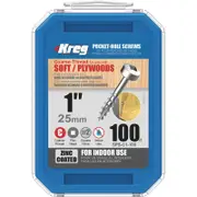 Kreg 1" 25mm 7g Coarse Thread Pan Head Pocket Screws - 100 Pack