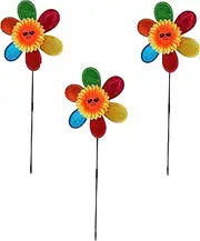 3-Pack Sparkling Sunflower Garden Wind Spinners – Shiny Colorful Yard Decorations with Smiling Face – Outdoor Pinwheels for Flower Pots, Patios, and Walkways (10.75")
