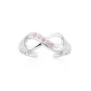 Sterling Silver 5 Pink Cz Infinity Toe Ring in Pink