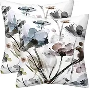 DILOXNSU Set of 2 Cushion Covers 45 x 45 Double-Sided Watercolour Flower Velvet Modern Decorative Square 18 x 18 Inches Pillow Cover for Sofa Livingroom Bedroom Couch Cushions Cases