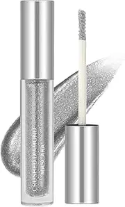 Glitter Mascara, Gold & Silver Shimmer Diamond Mascara, 4D Fiber Colored S-ky High Glitter Mascara Waterproof, Long-Lasting Curling Eye Lashes Mascara, Volume and Length No Clumping
