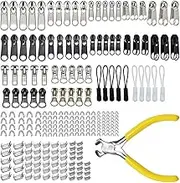 252Pcs Zipper Repair Kit, Zipper Replacement Zipper Pulls, Zipper Fix Replacement Zipper Slider Set with Installation Pliers for Jacket Backpack Luggage Sleeping Bag #3#5#8 Silver and Black