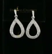 White 0.75ct Cubic Zirconia Silver Cluster Set Dangling Hip Hop Womens Earrings