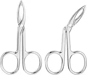 2Pcs Eyebrow Tweezers Scissor Handle Set, Flat Straight Tip & Slanted Tip Stainless Steel for Hair Plucker Remover Facial Hair Eyebrows Care
